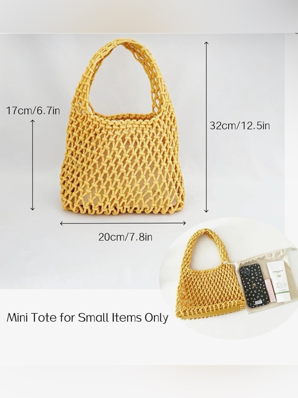 🇺🇸 Sale Yellow Boho Crochet Tote Bag - NWOT - Picture 3 of 5